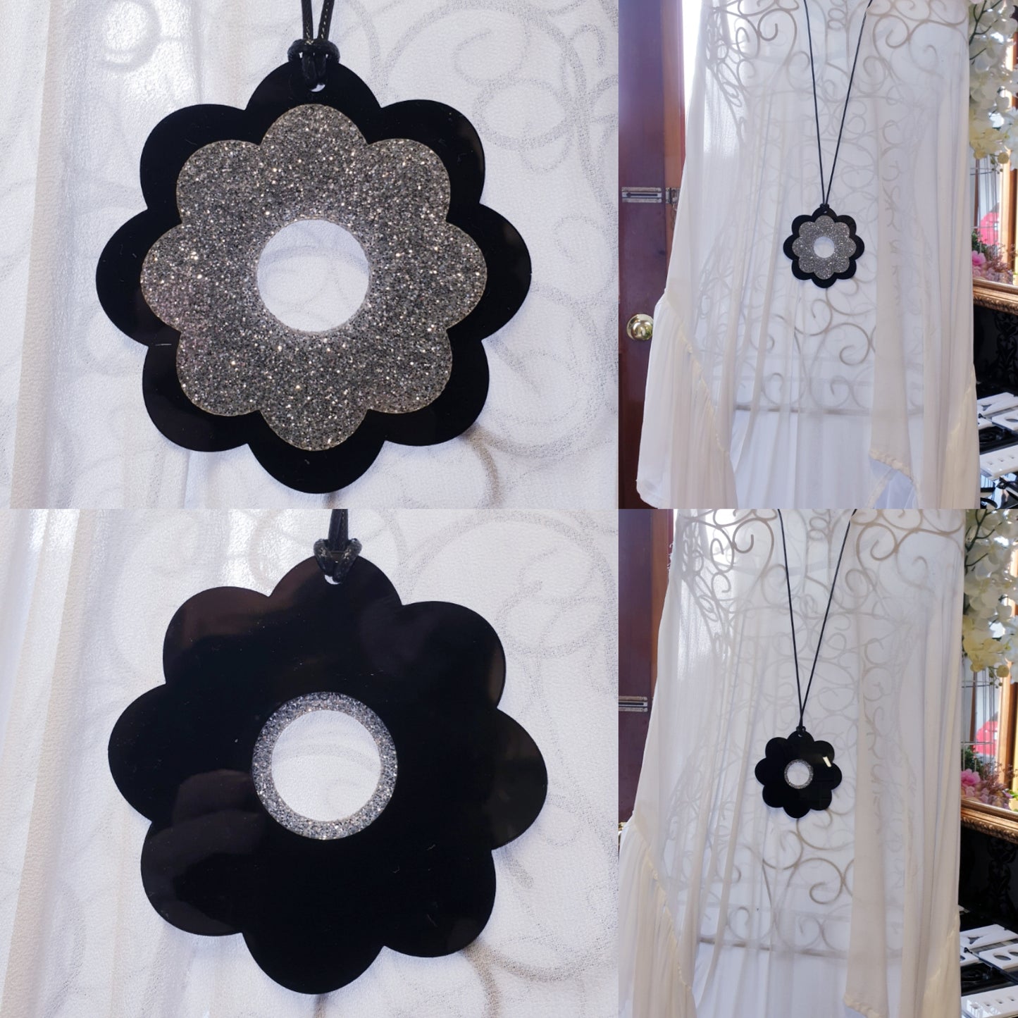 Glitteratti Reversible Flower Power Statement Necklaces