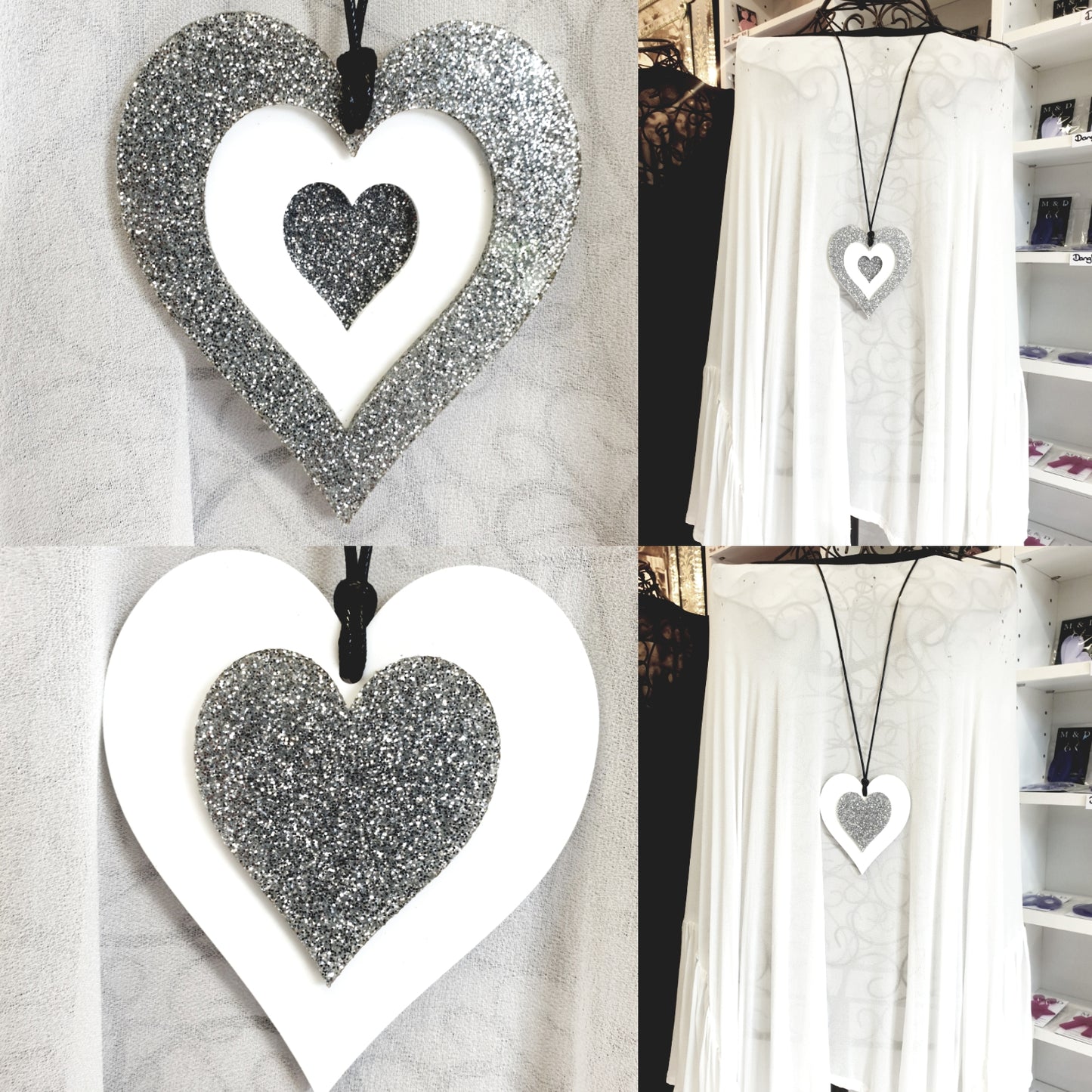 Glitterati Reversible Heart Statement Necklace