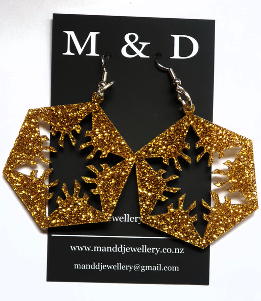 Solid Snowflake Christmas Earrings Dangles