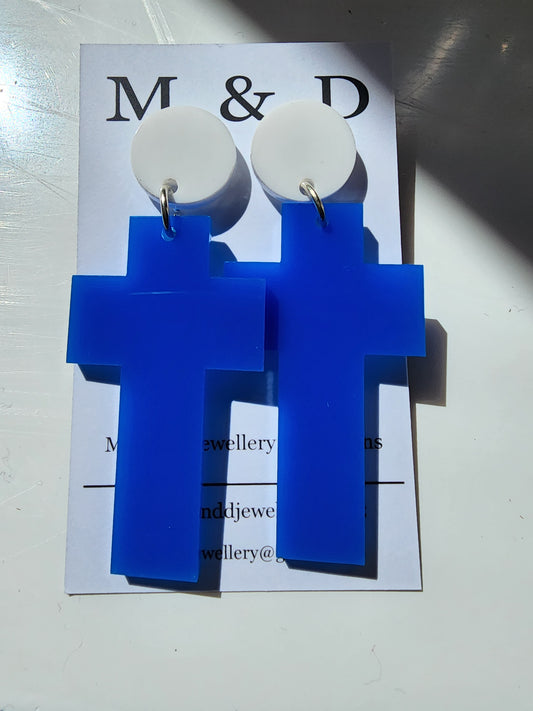 Solid Cross Stud Dangles Earrings