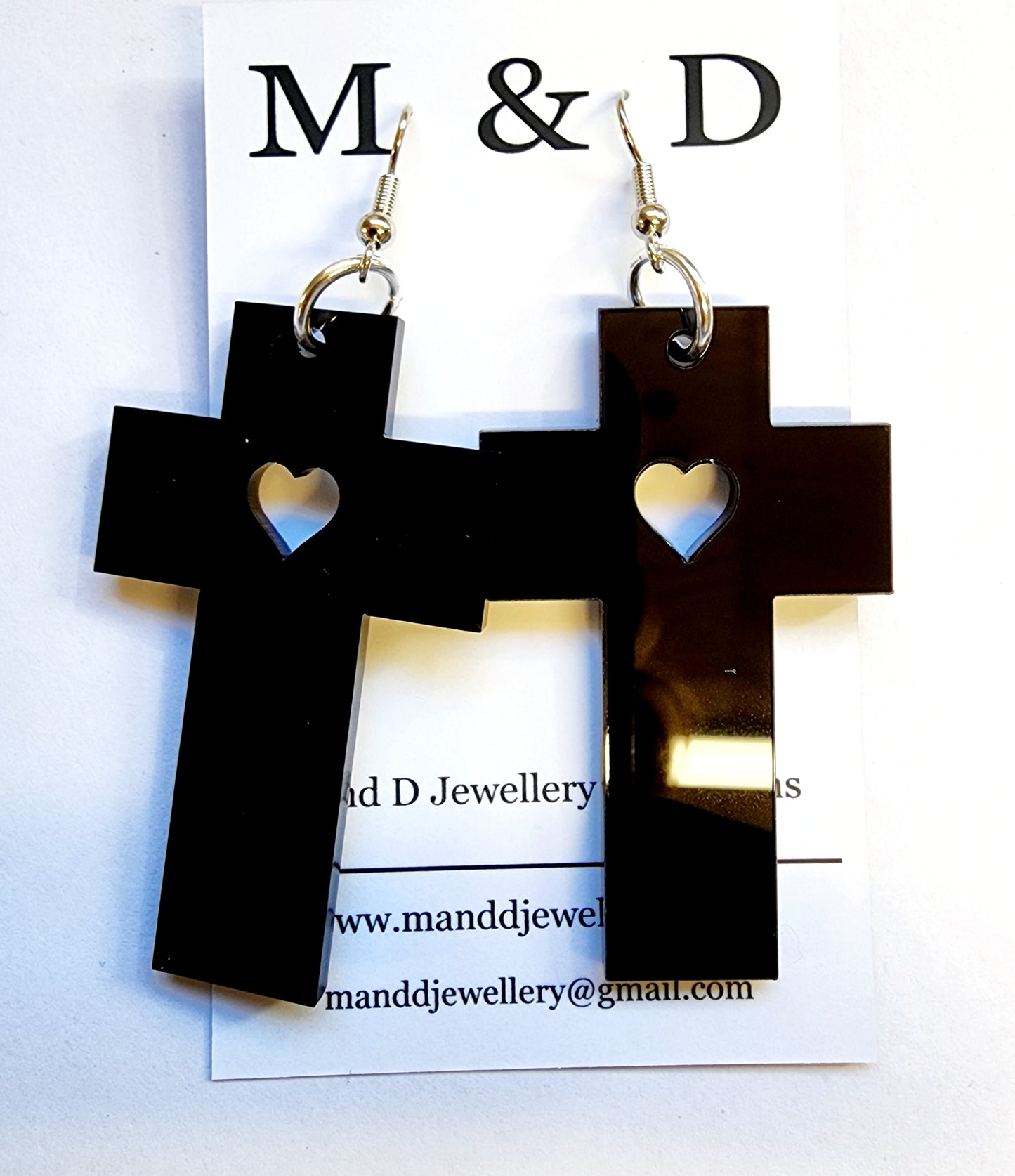 Cross with cutout Heart Dangles Earrings DcoH