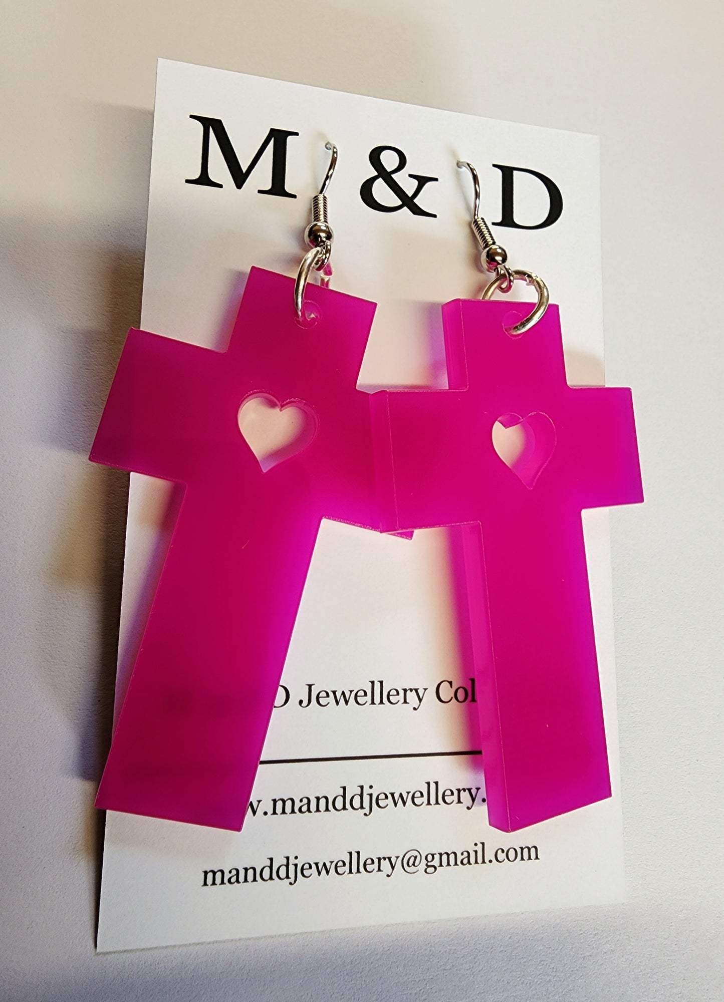 Cross with cutout Heart Dangles Earrings DcoH