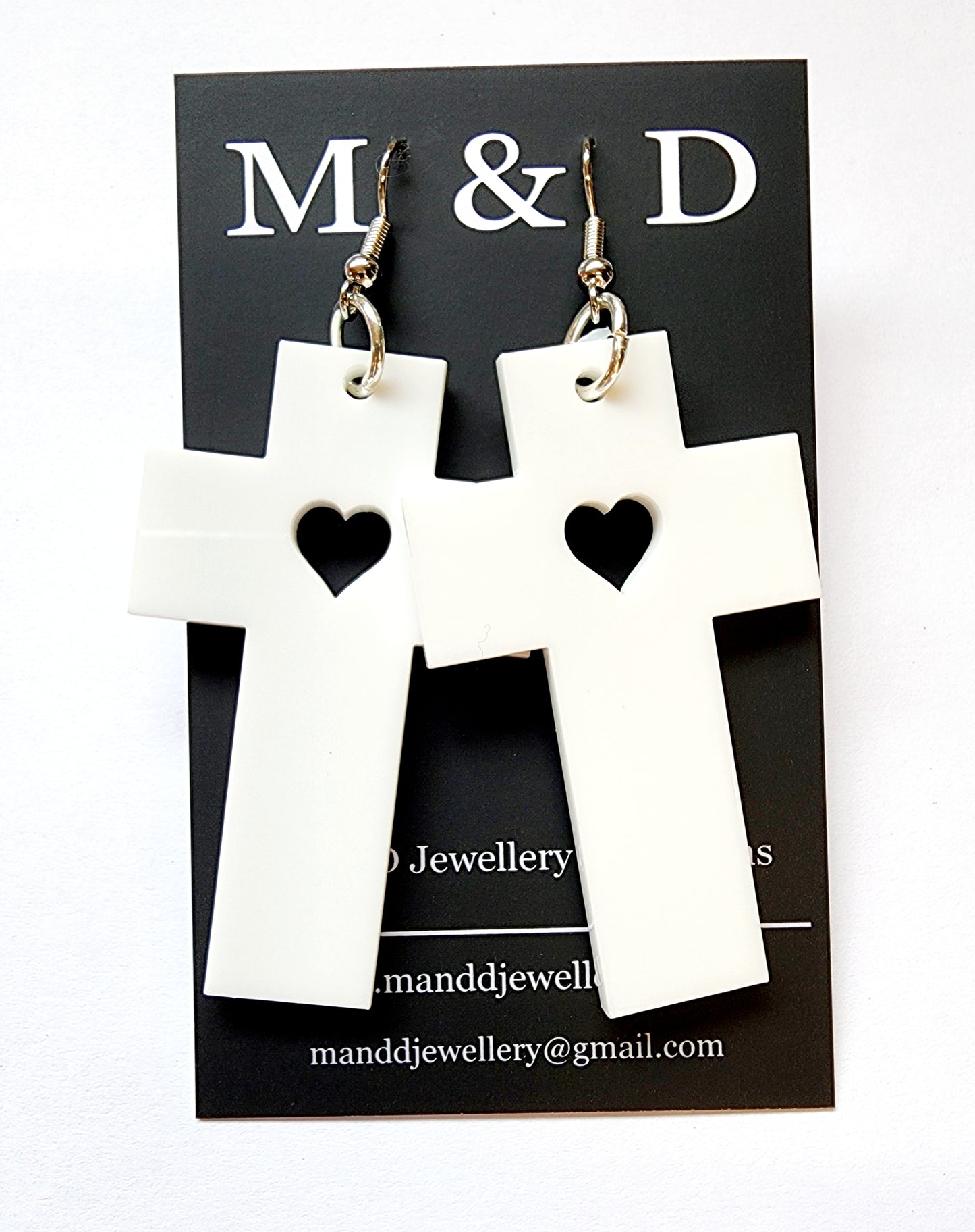 Cross with cutout Heart Dangles Earrings DcoH