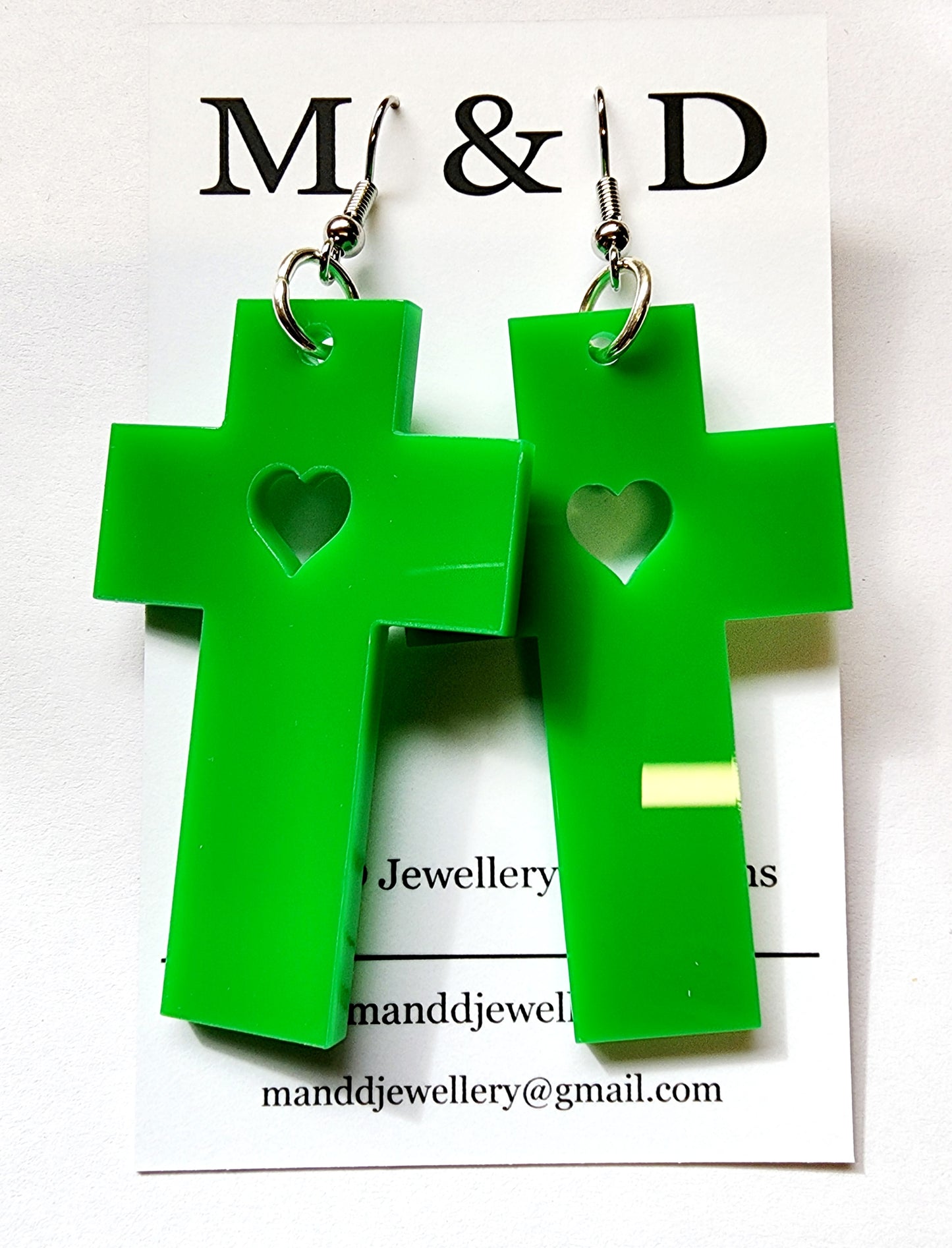 Cross with cutout Heart Dangles Earrings DcoH