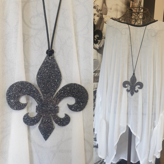 Fleur De Lis Glitter Necklace