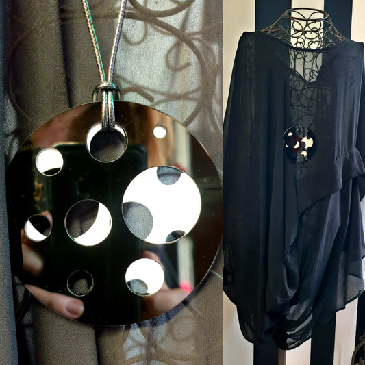 Luna Eclipse Reversible Acrylic Statement Necklace 6mm thickness