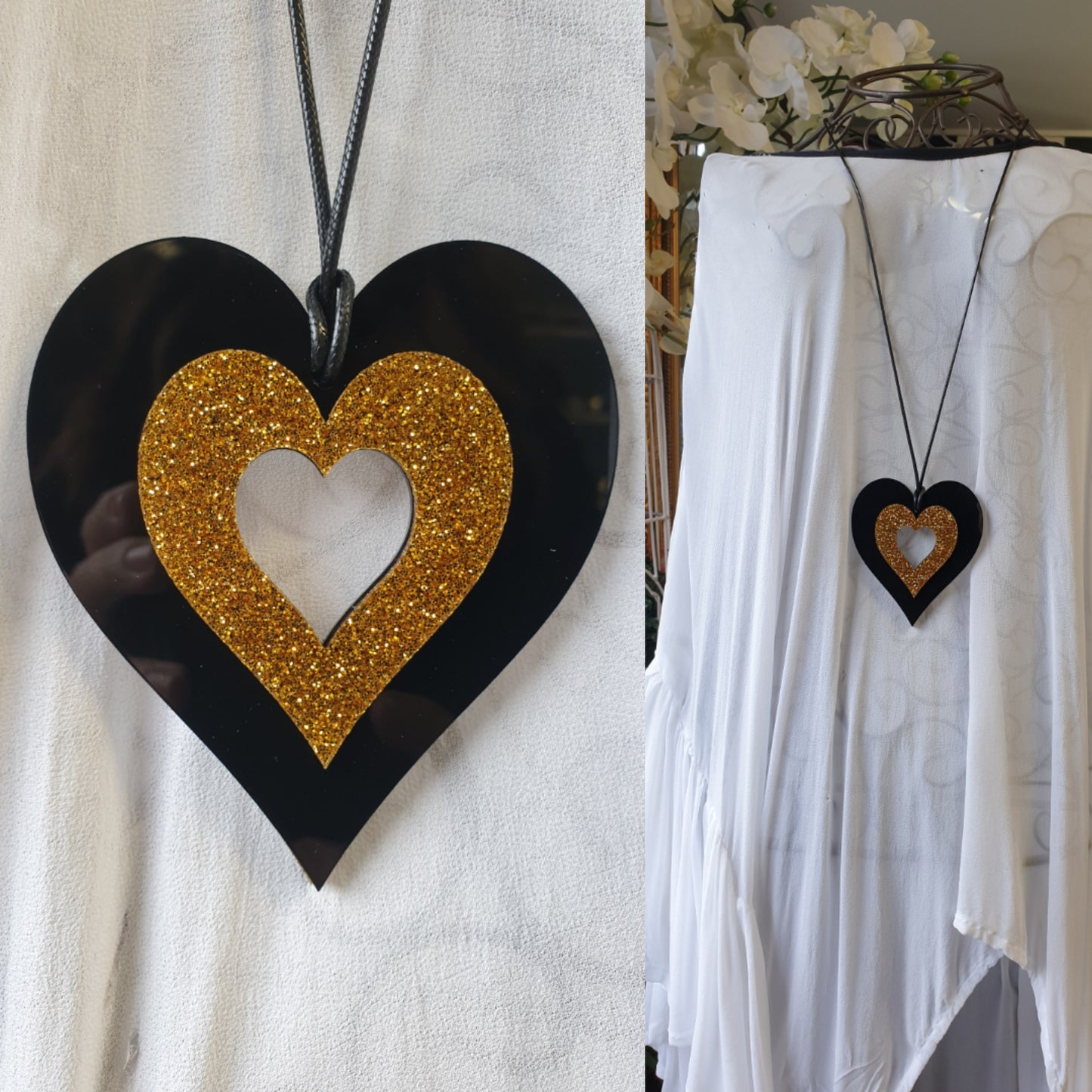 Glitterati Reversible Heart Statement Necklace