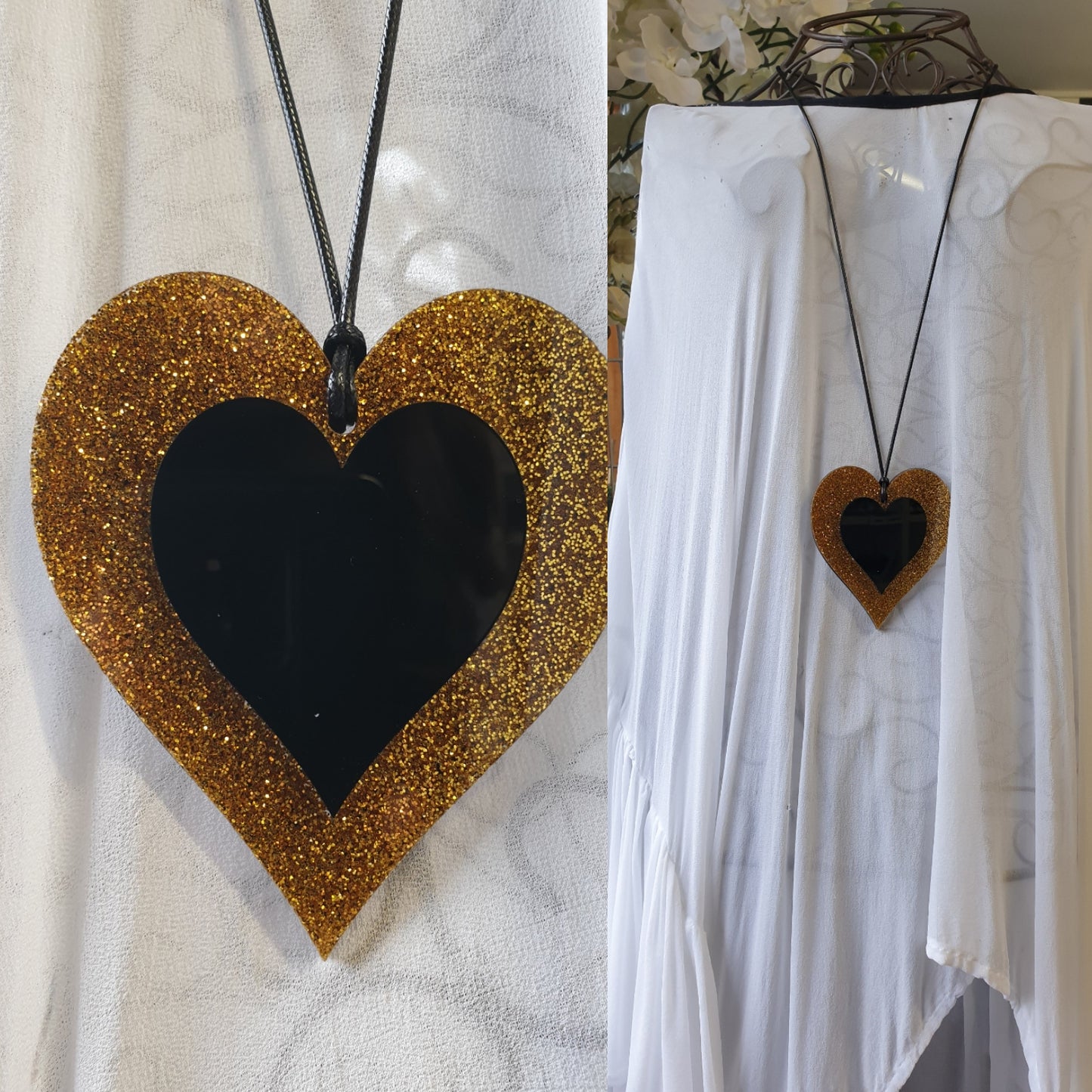 Glitterati Reversible Heart Statement Necklace