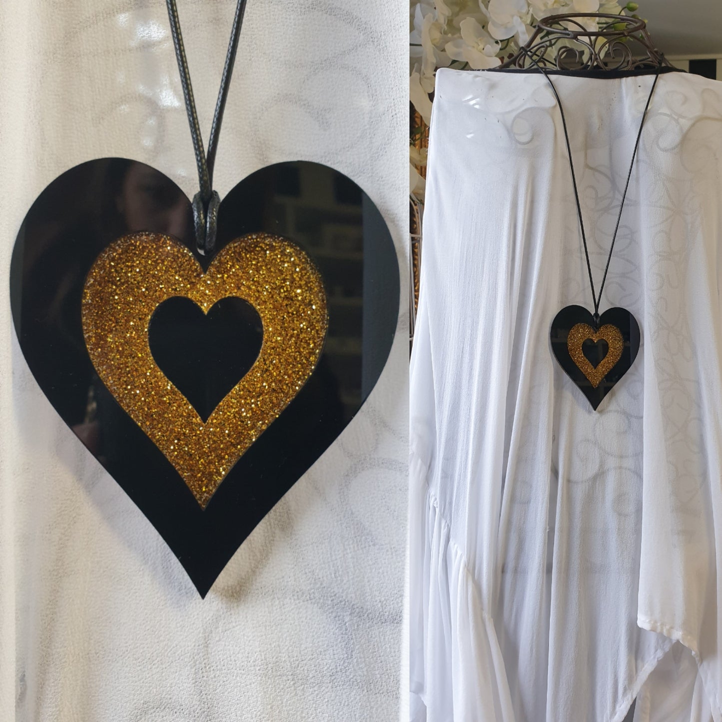 Glitterati Reversible Heart Statement Necklace