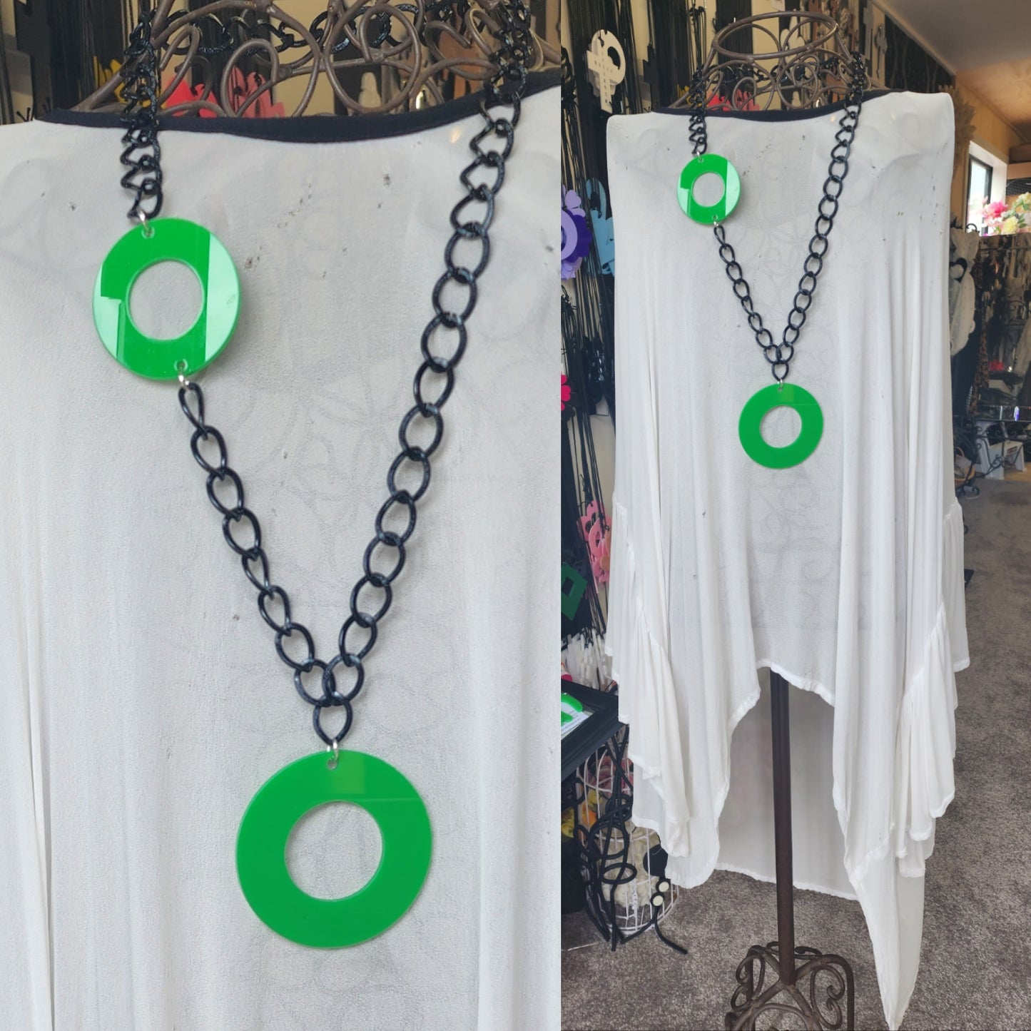 Chained Statement Necklace Circles  ChC