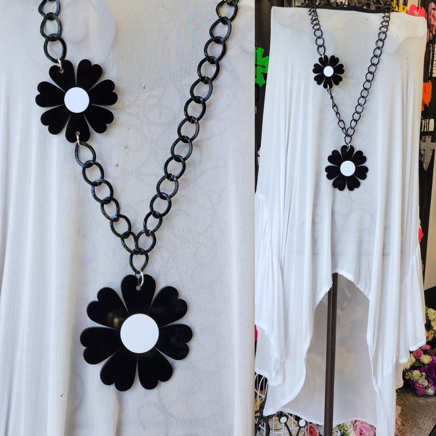 Chained Statement Necklace Double Daisy ChD