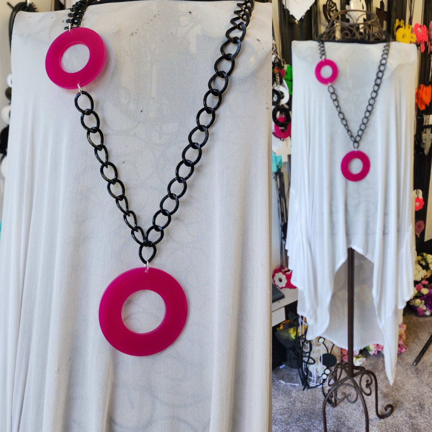 Chained Statement Necklace Circles  ChC