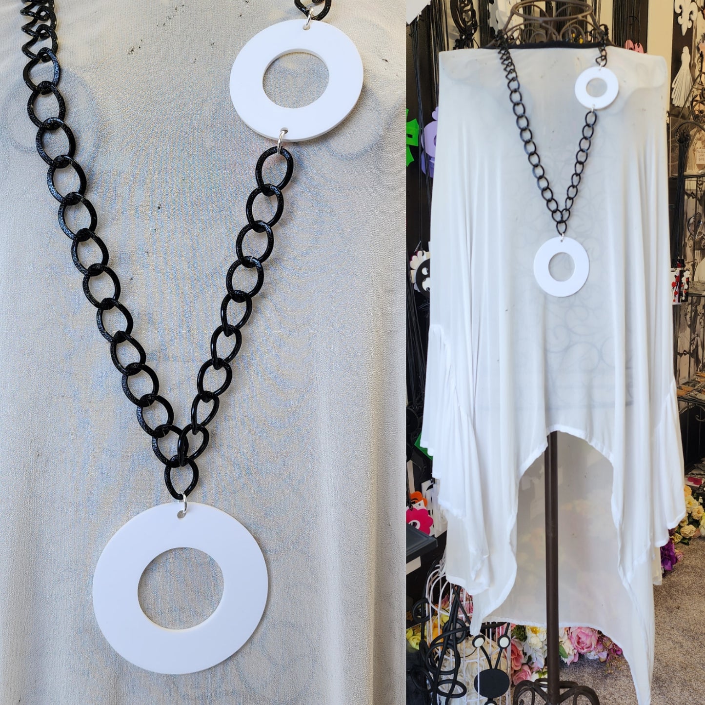 Chained Statement Necklace Circles  ChC