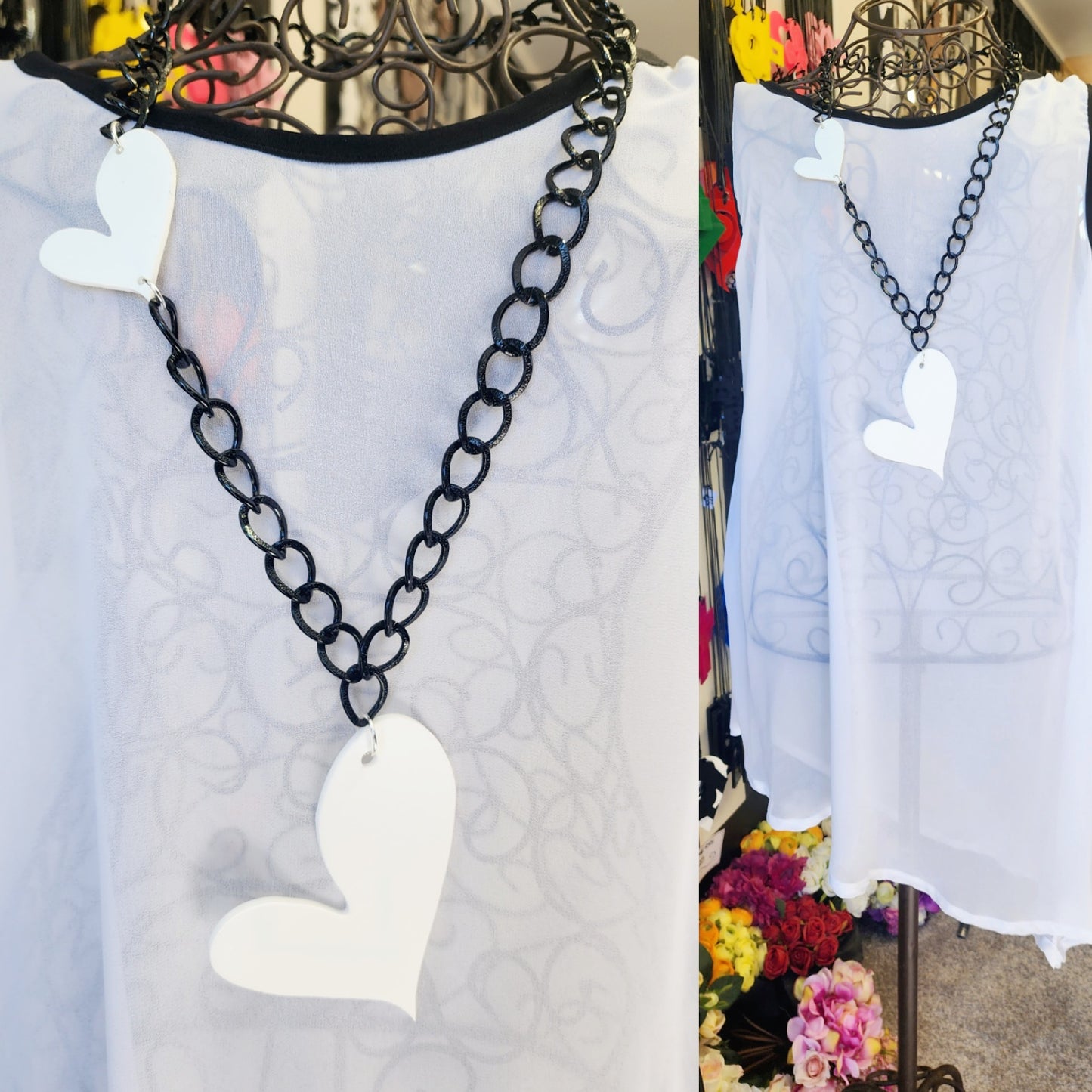 Wonky Heart Chained Statement Necklace ChWH