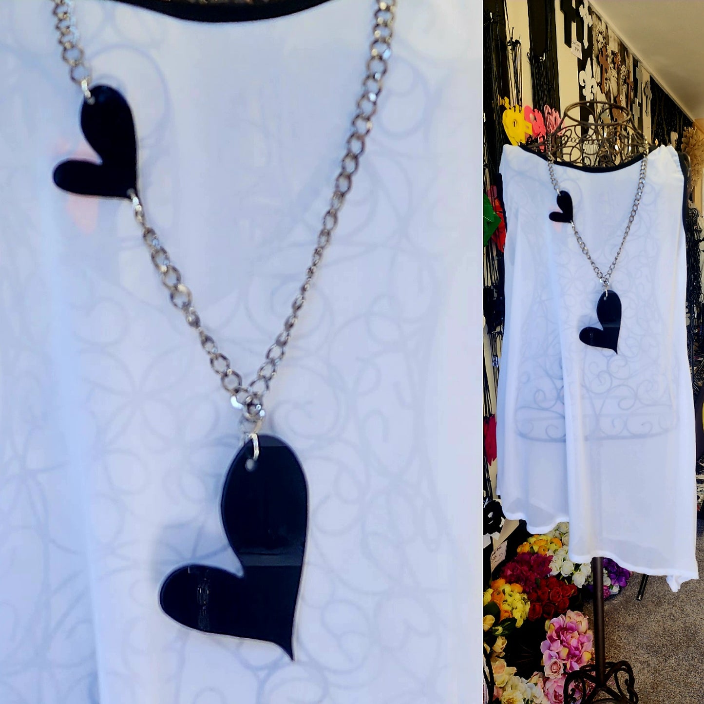 Wonky Heart Chained Statement Necklace ChWH