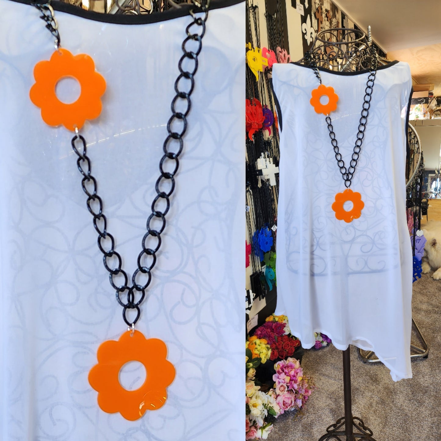 Flower Power Chained Statement Necklace ChFP