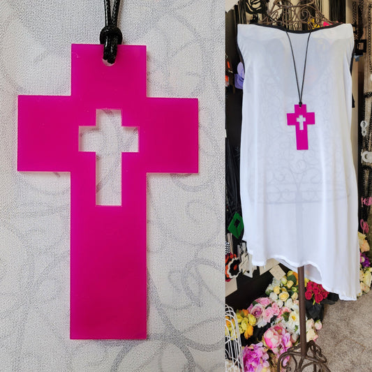 Cross with Cross Cutout Statement Necklace SNCCco