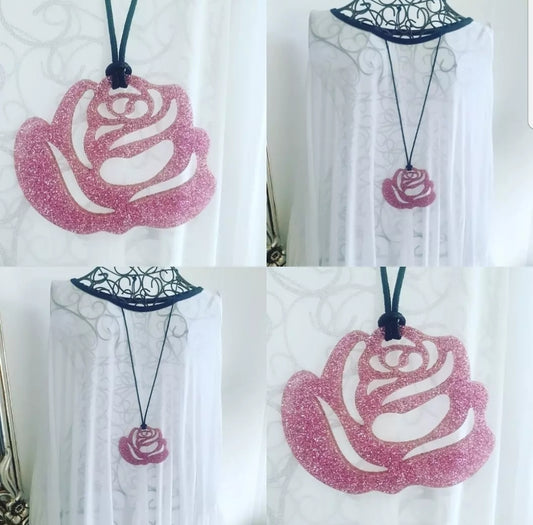 Glitter Rose Necklace