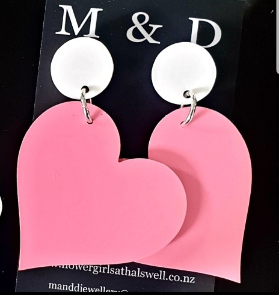 Heart Stud Dangle Earrings