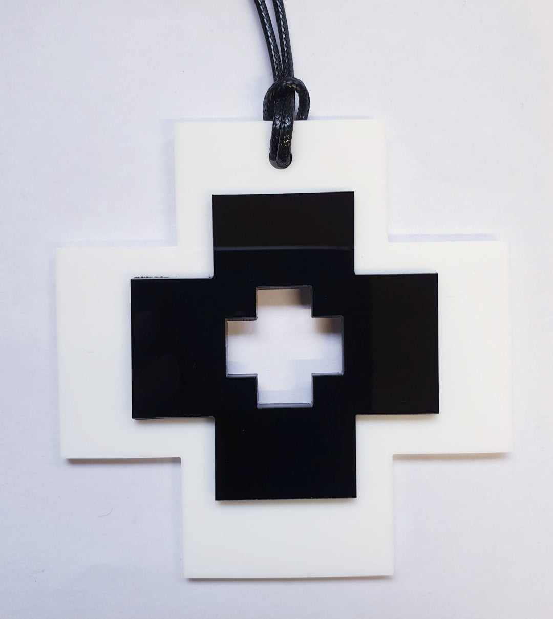 Square 3D Cutout Cross Statement Necklace